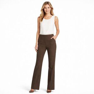 Kenneth Cole Dress Pants Womens 10 Brown Trousers Slacks Flat Front Slim Fit Bus